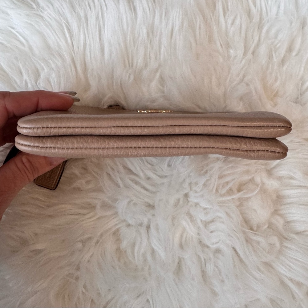 Coach Double Corner Zip Wristlet Beige Pebble Leather Wallet Clutch - Picture 4 of 8